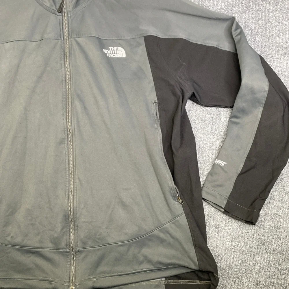 The North Face Windstopper Jacket Mens Grey Black Hooded Softshell Full Zip L